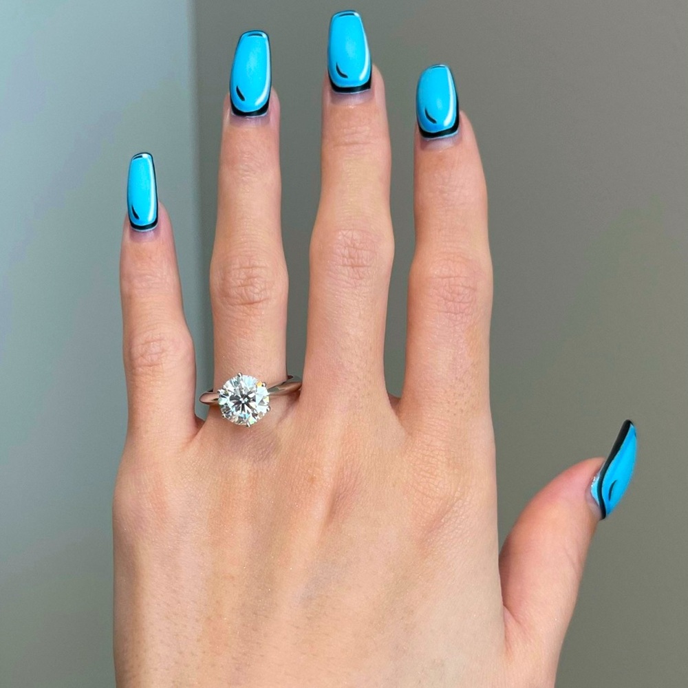 3 Carat Moissanite Brilliant cut stone set in Sterling Silver